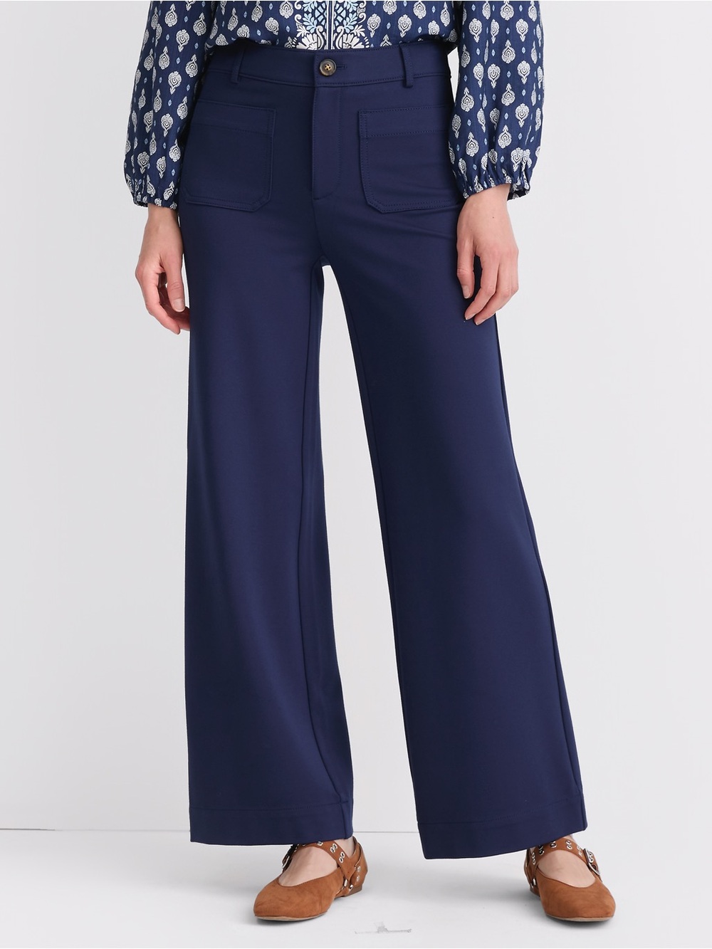 LOFT Navy Palmer Wide Leg Straight Chinos Size 18 Plus Size NWT